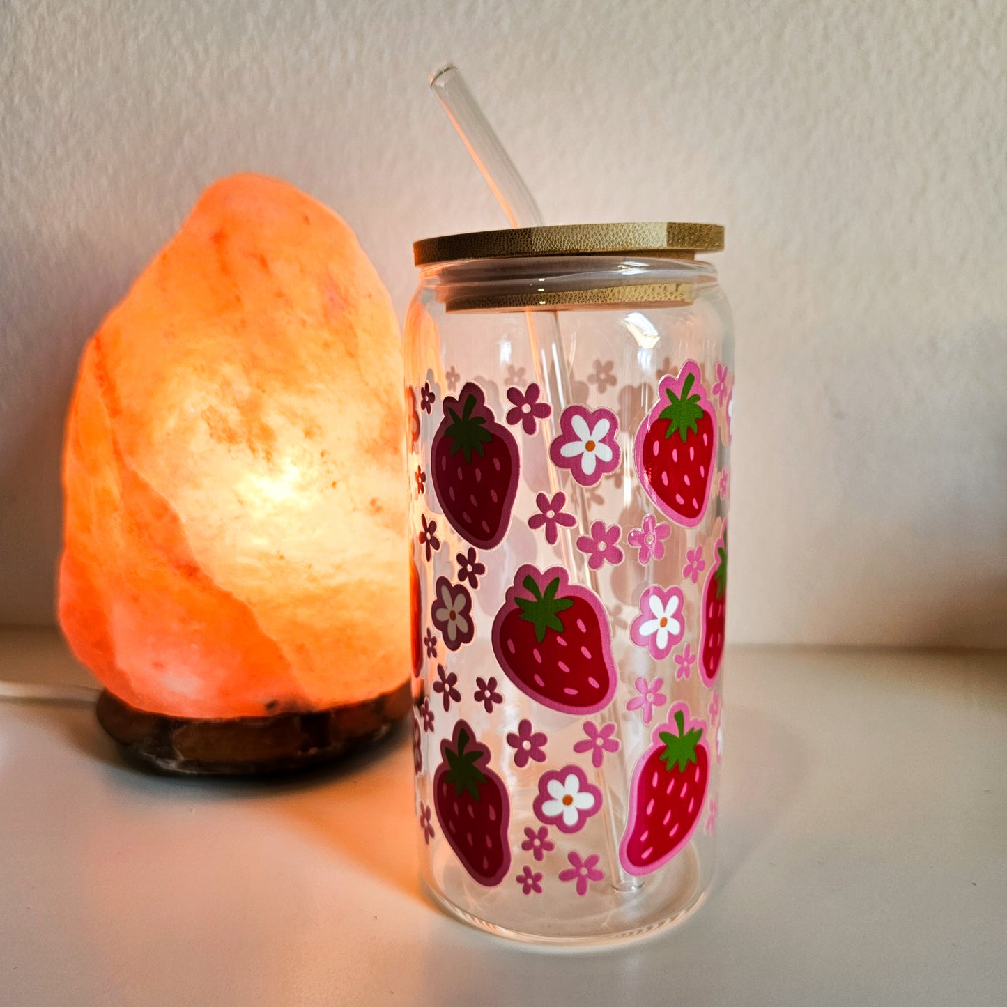 Verre fraises avec couvercle en bambou