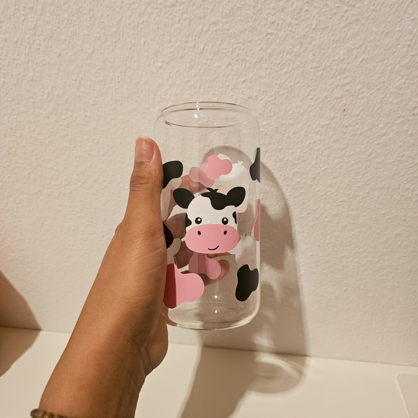 Verre vache avec couvercle en bambou