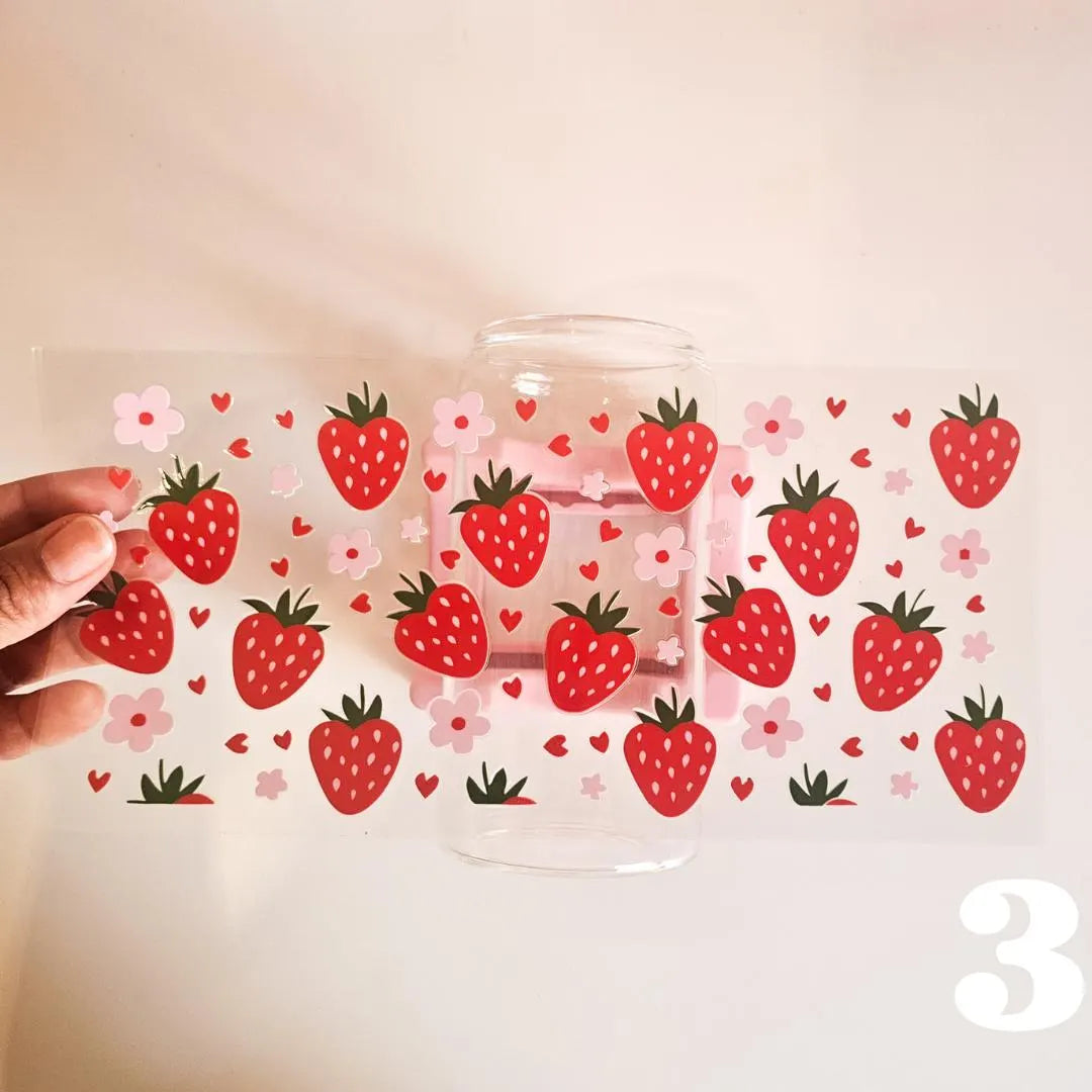 Verre fraises avec couvercle en bambou